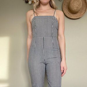 Forever 21 Black & White Gingham Jumpsuit Size Small